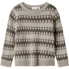 Name It Nmmoscar LS Knit Str 110 - Island Fossil/delicioso Sweatshirts hos Magasin