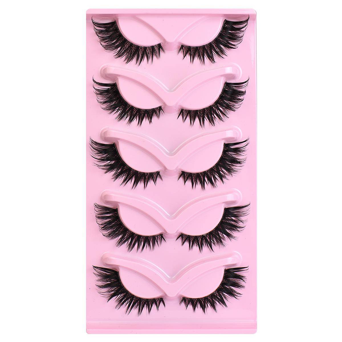 5 Pairs Fluffy False Eyelashes Thick, Wispy, 3D Volume, Faux Mink Strip Lashes For Dramatic Eye Makeup Look Strip Lashes, Fake Lashes F04
