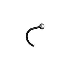 Nässmycke - Nässkruv svart pvd - Liten vit kristall - 0,8 mm