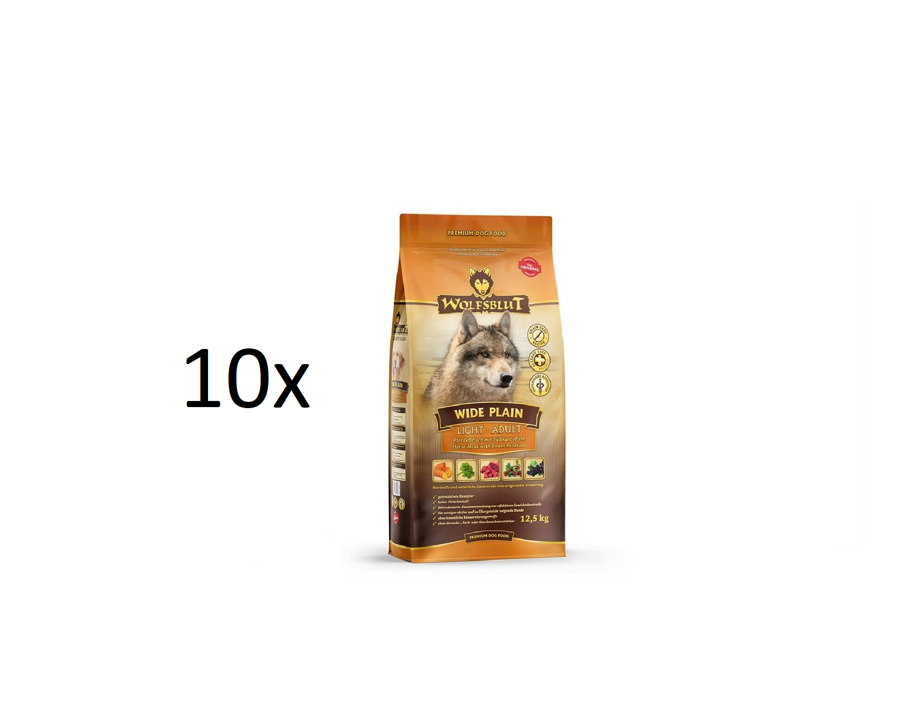 Wolfsblut - 10x Dogfood - Wide plain, horse, light 12,5 kg. - Bulk Purchase