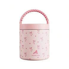 25 oz rostfritt stål vakuumisolerad matburk 700 ml termos för varm mat och kall mat, läckagesäker soppatermos för vuxna, 10 timmar varm och 16 timmar - Rosa rosett (L)