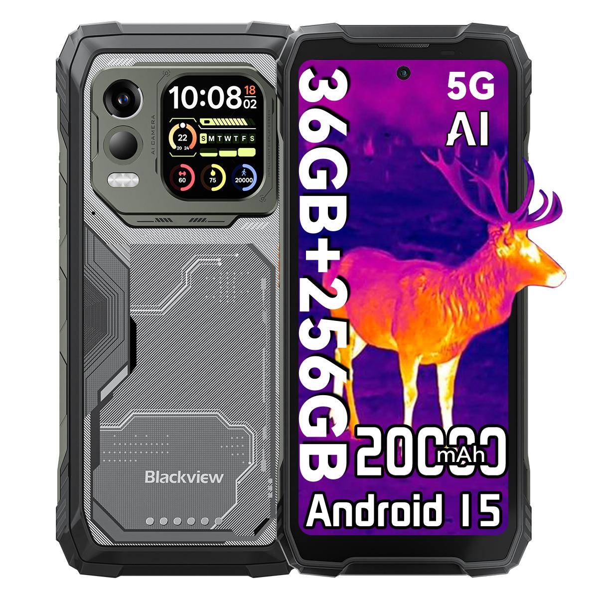 Blackview XPLORE 1 Pro 5G AI UtomhusSmartphone 48GB+512GB Värmekamera Mobiltelefon 12+256 svart