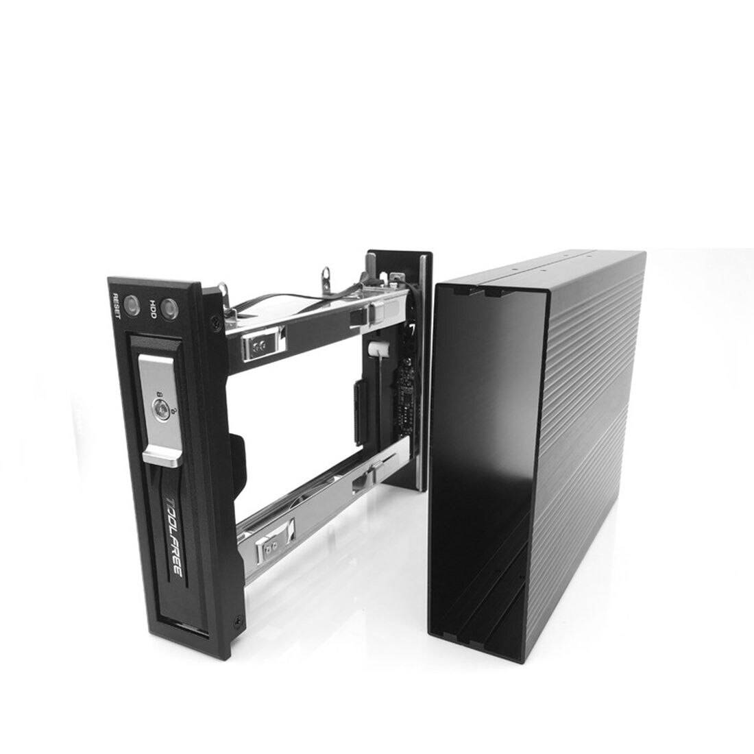 Verktygsfritt sata/sas chassi optisk enhetsfäste 3.5 tum sata 3.0 6.0 gbps hdd ram mobil rack intern hdd väska med fläkt - Mra 210