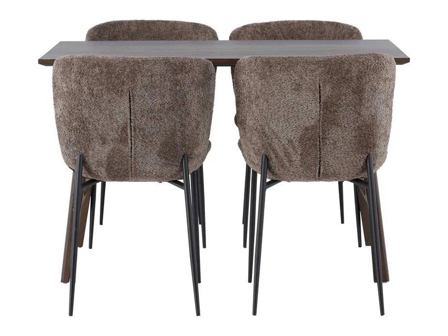 Venture Design Kaseindon & Modesto spisegruppe Mørkegrå/mørkebrun 4 stole og borde 120 x 80 cm