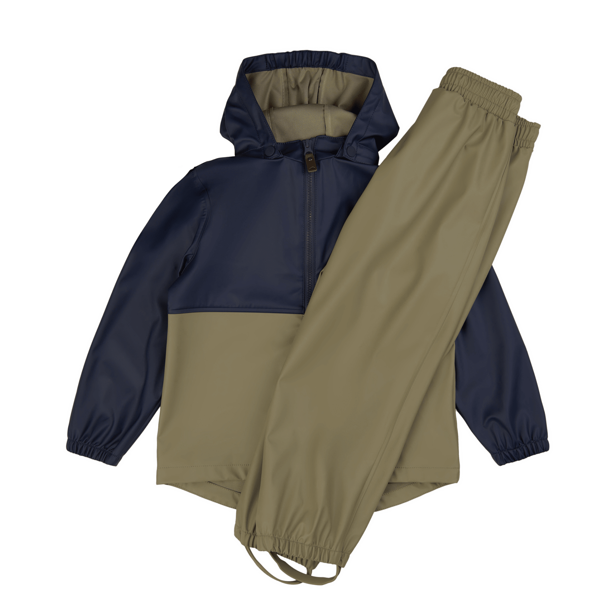 Gunnar PU Regnsæt m. regnbukser - Soft Moss & Blue Shadow - 5Y/110cm