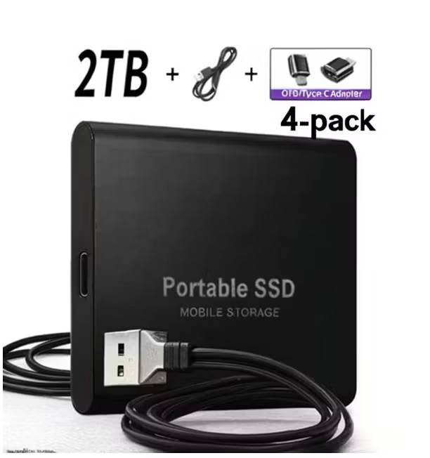 4-Pack SSD 2TB Extern Hårddisk | USB/Typ-C | Refurbished & Prisvärd