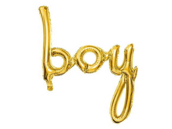 Guld farvet Boy bogstav folieballon til dreng - 74x63,5 cm.