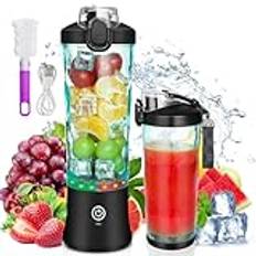 Rainpal Bärbar Blender för Shakes och Smoothies, 600mL USB-Laddningsbar Bärbar Blender med Kopplock, 6 blad, Sladdlös Stavmixer typ C, BPA-Fri Smoothiekopp för Utomhusbruk, Sport