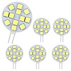 SCNNC G4 LED-glödlampa 2W, AC/DC12-24V, 200LM kall vit 6 000 K, 12x 5050SMD, motsvarande halogenlampa 20 W, dimbar, G4 rund LED-lampa för skåpljus, infälld belysning, set om 6