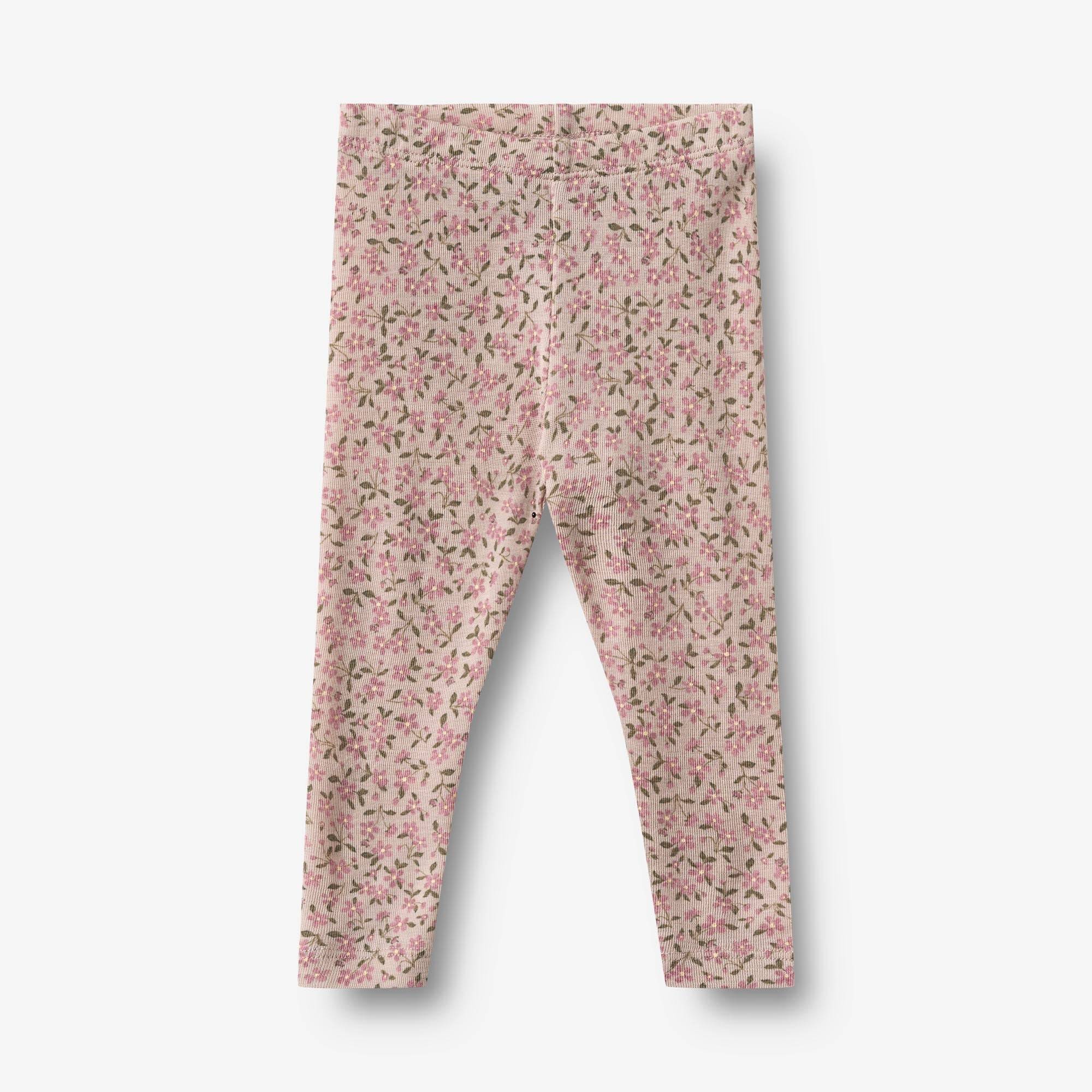WHEAT® - Wool Leggings Agi - pale lilac flowers - Str 62.