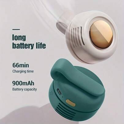 360° roterbar uppladdningsbar mini-elektrisk fläkt med klämma, lämplig för inomhus- och utomhusbruk - Multifärgad (Vit,rosa,grön)