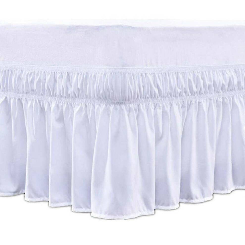 White elastic bed skirt with duster, ruffle, voluminous, 135*200+38cm
