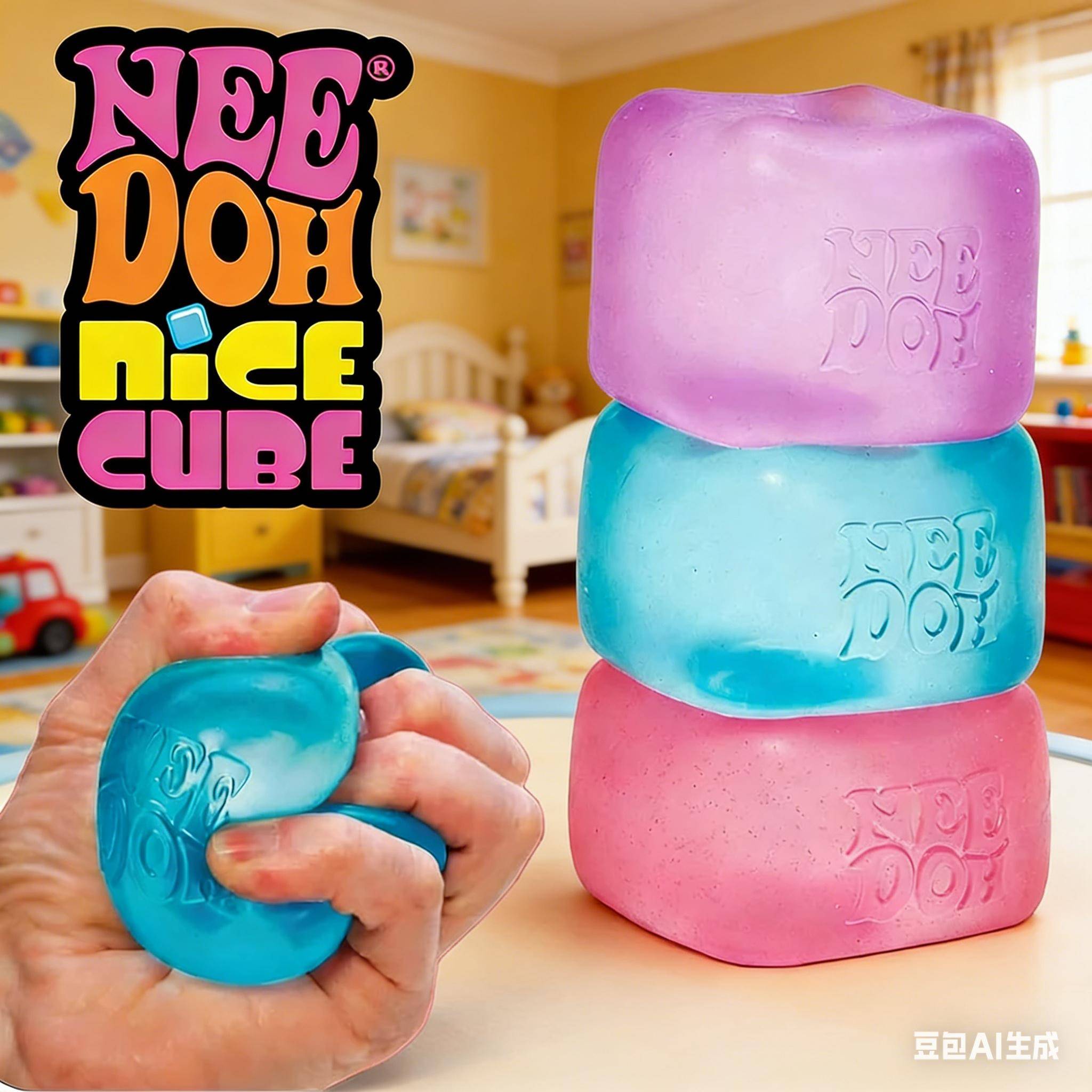 Schylling Needoh Nice Cube Taktil Fidgeting Kub Stresslindring Sensoriskt Verktyg För Fokus & Lugn Partygåvor Skrivbordsleksaksset