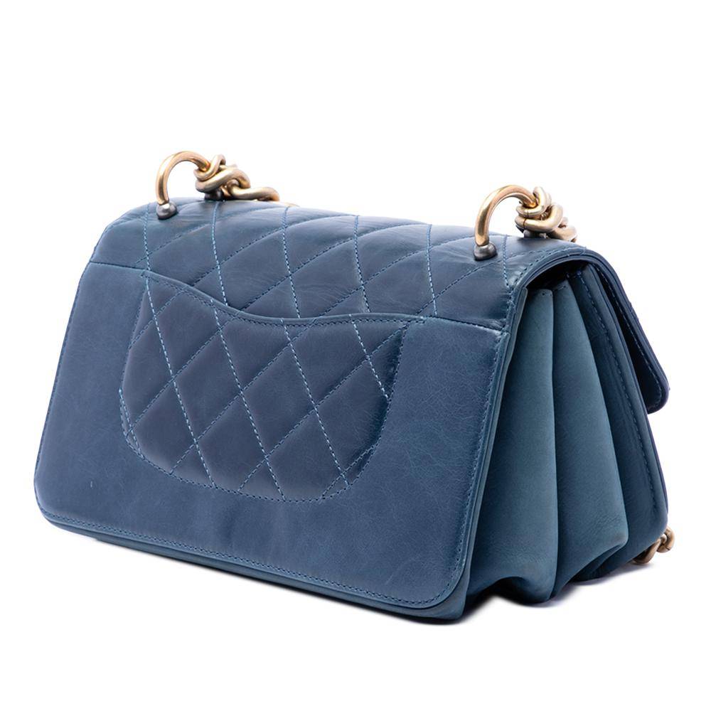 Chanel Vintage Chanel Flap Bag Stl. - Chanel Vintage Från Magasin - Blue (L 14cm x W 24cm x D 9cm)