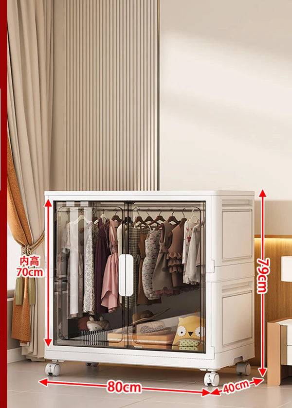 Wardrobe Clothes Organizer Foldable Organizer Cupboard Movable Storage Cabinets for Home - 80x40x79cm-grey