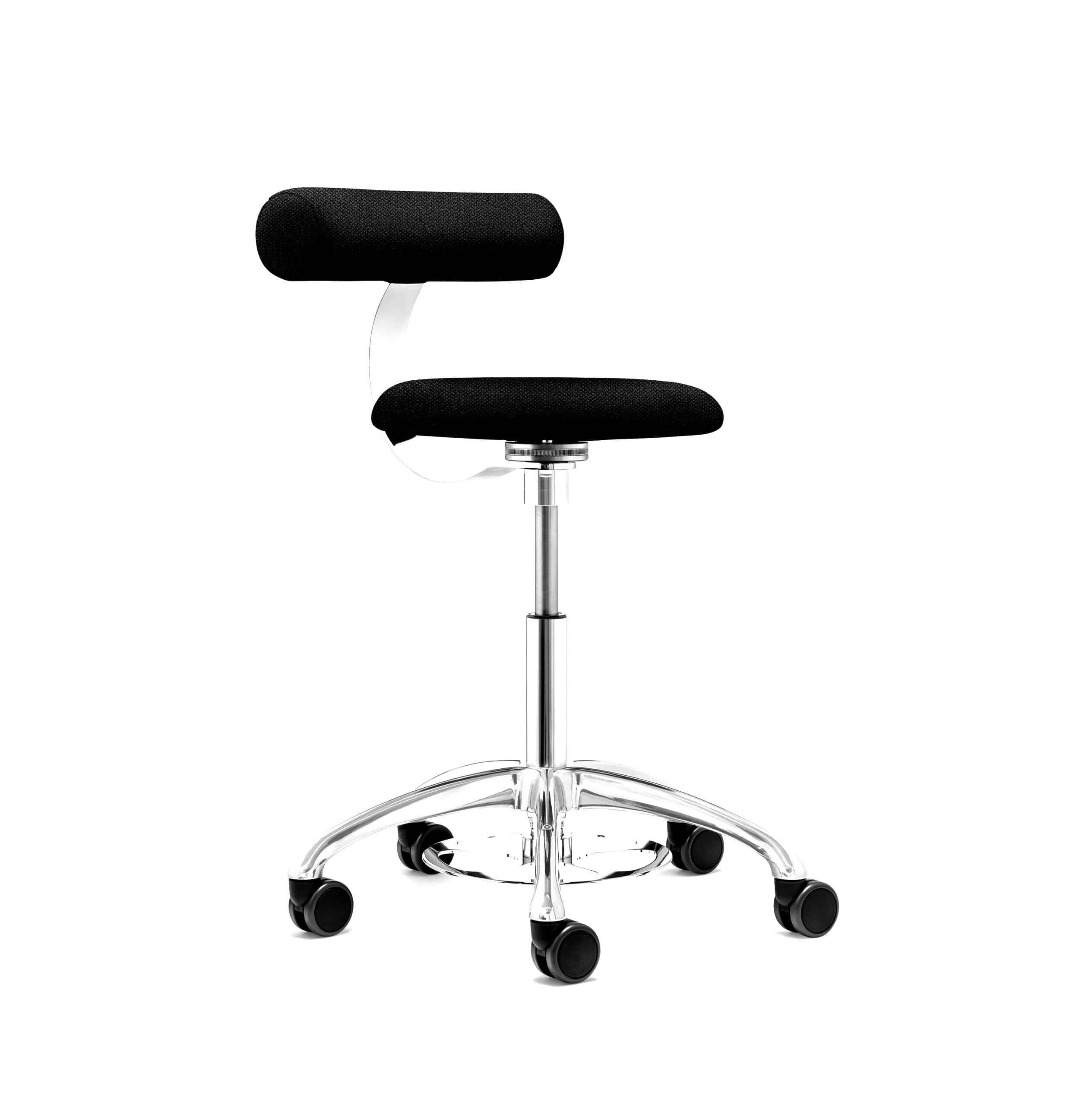 Bicom ergonomisk klinikstol (fodbetjent) - Kunstlæder, sort.