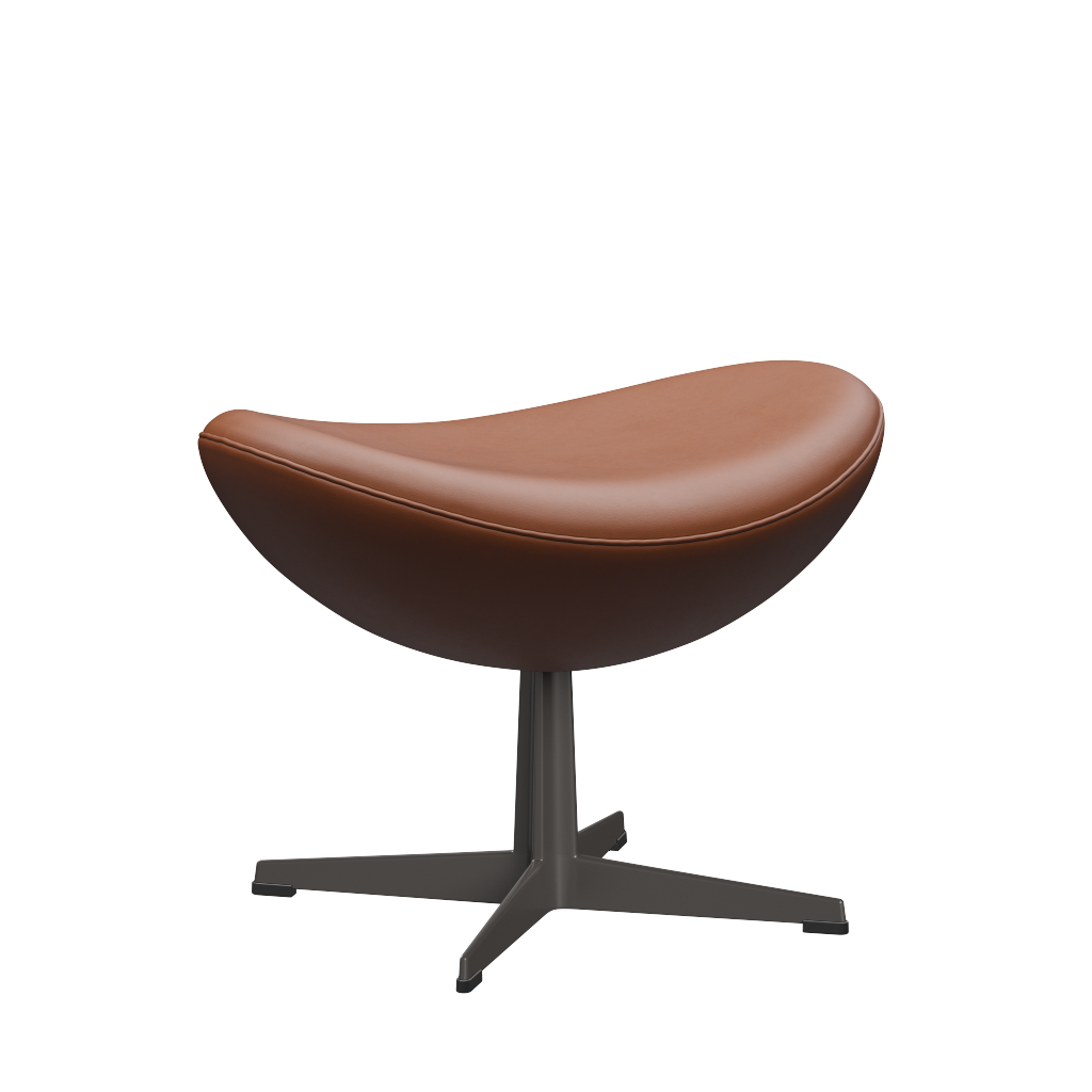 3127 Fodskammel til Ægget, stel i warm graphite af Arne Jacobsen Essential læder - Walnut - Jacobsen Plus
