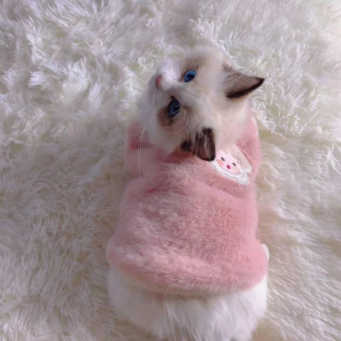 Faux Rabbit Fur Plush Dog & Cat Vest - pink / XS (XS)