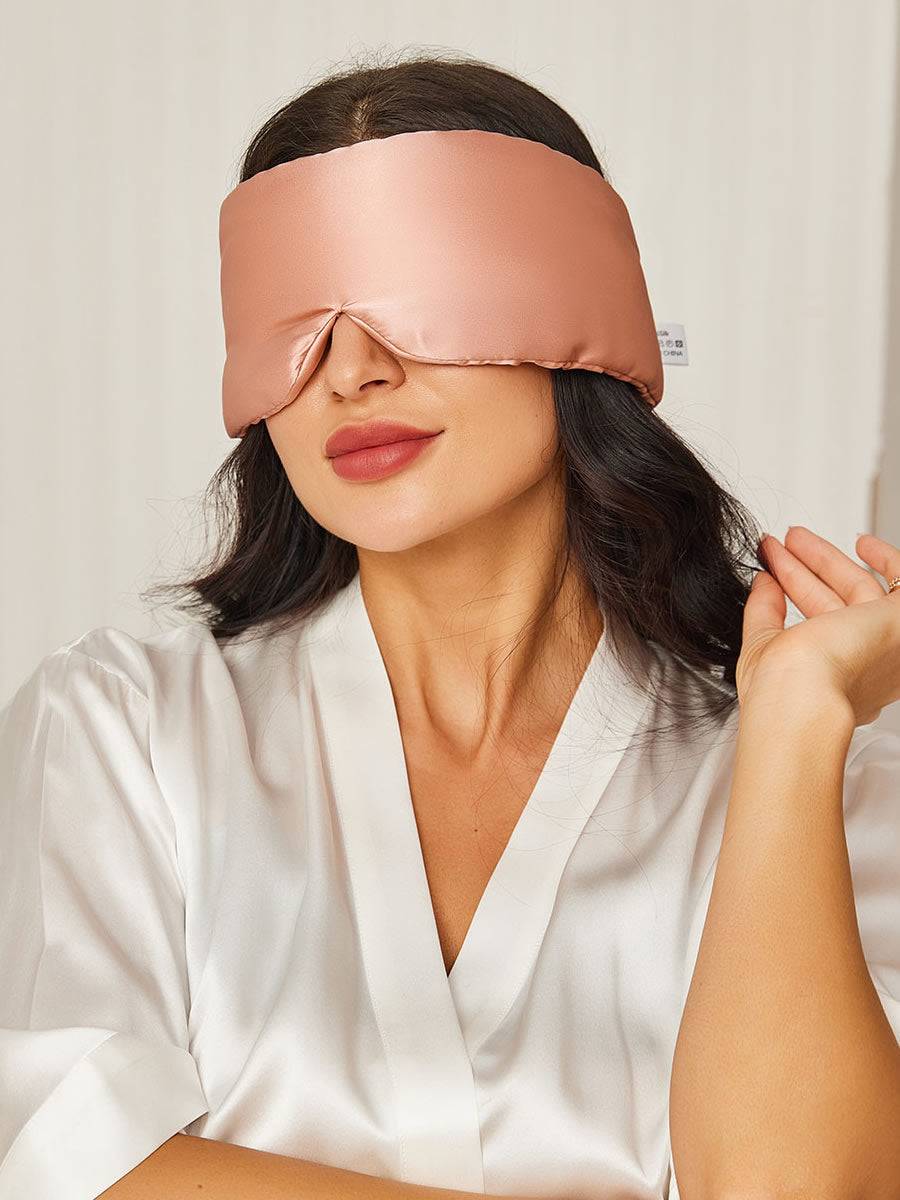 Siden sovmask i ett stycke med kardborreband - Rosa / One Size