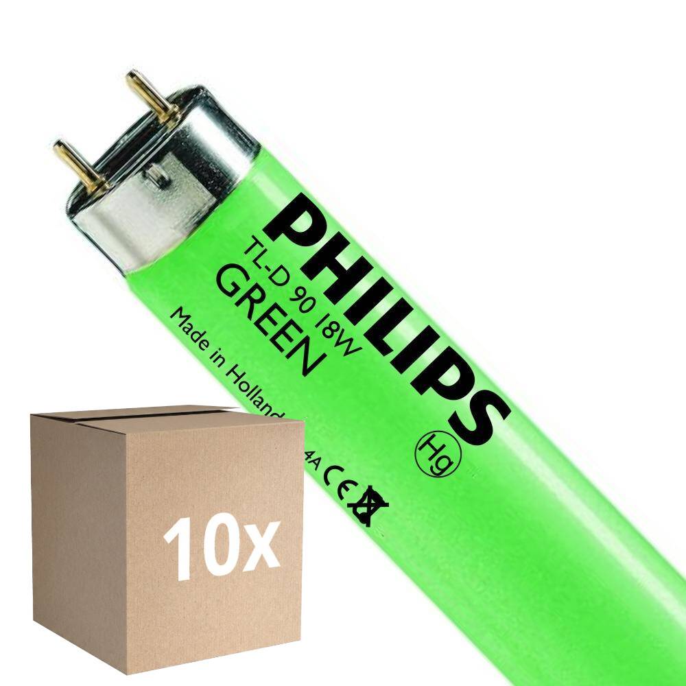 Fordelspakke 10x Philips MASTER TL-D 18W - Grøn | 60cm