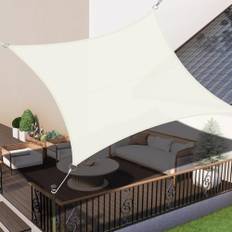 LOVE STORY Sonnensegel 4x4m Wasserdicht Rechteckig Cremeweiß Sonnenschutz Windschutz Segel PES Polyester,95% UV-Schutz für Außenbereich, Terrasse, Balkon, Garten