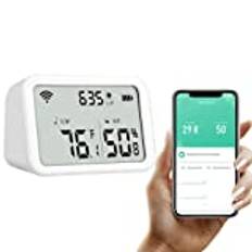 för Tuya WIFI Zigbee Temperature Humidity Sensor, Indoor Luminance Sensor Thermometer Detector, Large LCD Display, Remote Control