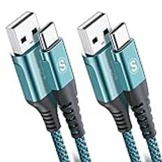 sweguard 2 m USB C typ C nylonkablar för Samsung Galaxy S10 S9 S8 Plus, Note10, Note9, M31, M31, M30s, M20, A20e, A71, A51, A50, A40, A10e, A7, Mi9, Mi8, Redmi Note8 Pro LG G7