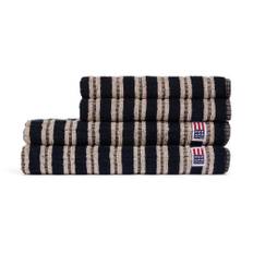 Lexington Striped Terry Handduk 50x70 Blå - Blackish Navy/light Beige (50x70)