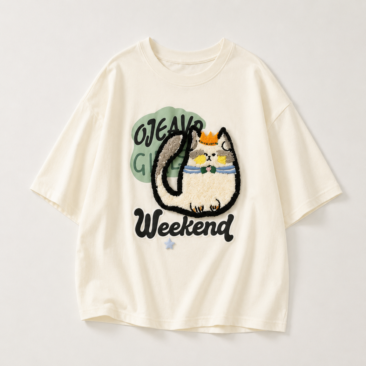 FunPaws – Lekfullt & stilfullt – Oversized T-shirt med kattmotiv 130 (6–7 år) | Pedagogiska Träleksaker