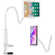 Tabletholder til seng iPad Holder Stand Skrivebordsmonteret klip 30 tommer fleksibel armklemme til iPad Mini Air Galaxy Tabs Nintendo 4-10,5" enheder Hvid