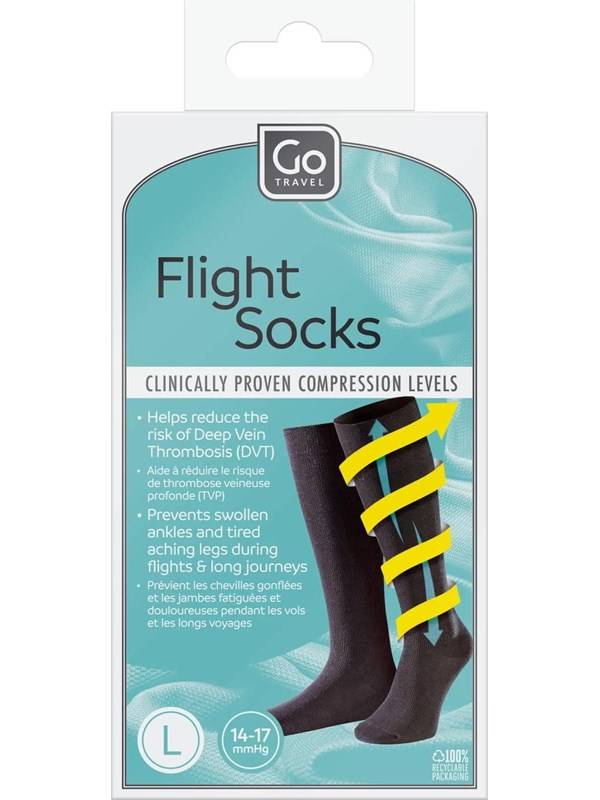 Go Travel Flight Socks Black (L)