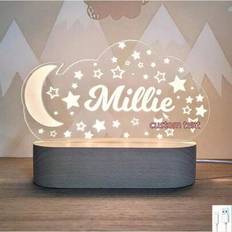 Anpassad nattlampa Söt personlig babypresent Molnfjäril Regnbåge Måne och stjärnor Anpassade namnpresenter Barnens personliga presenter Perfekta perso - Multifärgad (Molnmodell,fjärilsstil,Månmodell)