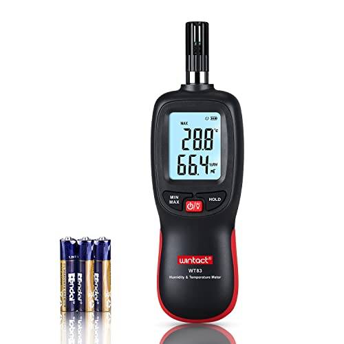 Wintact Fukttestare, termometer hygrometer digital termometer lufttemperatur och fuktighetsmätare fuktighetsmätare med bakgrundsbelyst LCD-skärm