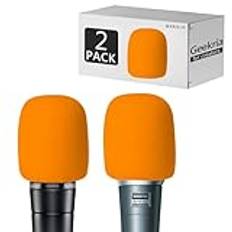 Geekria för Creators skumvindruta kompatibel med Shure MV7, SM58LC, BETA 57A, BETA 58A, PGA48-QTR, PGA58-XLR mikrofon antipop skumskydd, mikrofon vindskydd, svampskumfilter (orange/2-pack)