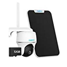 Reolink PTZ 3G/4G LTE Säkerhetskamera Utomhus 5MP HD Mörkerseende, Smart PIR Detektering Person/Fordon, 355/140° Lutning Soldriven Kamera, 2-Vägsljud, Ej WiFi Behov, Reolink Go PT Plus + Solpanel