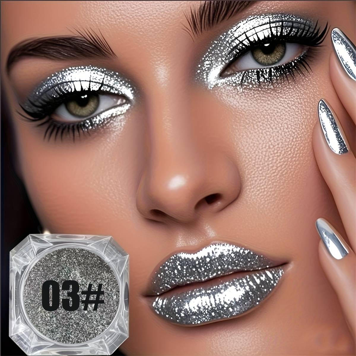 TEMU Gold Plated Magic Glitter Tricolor Eye Shadow Powder