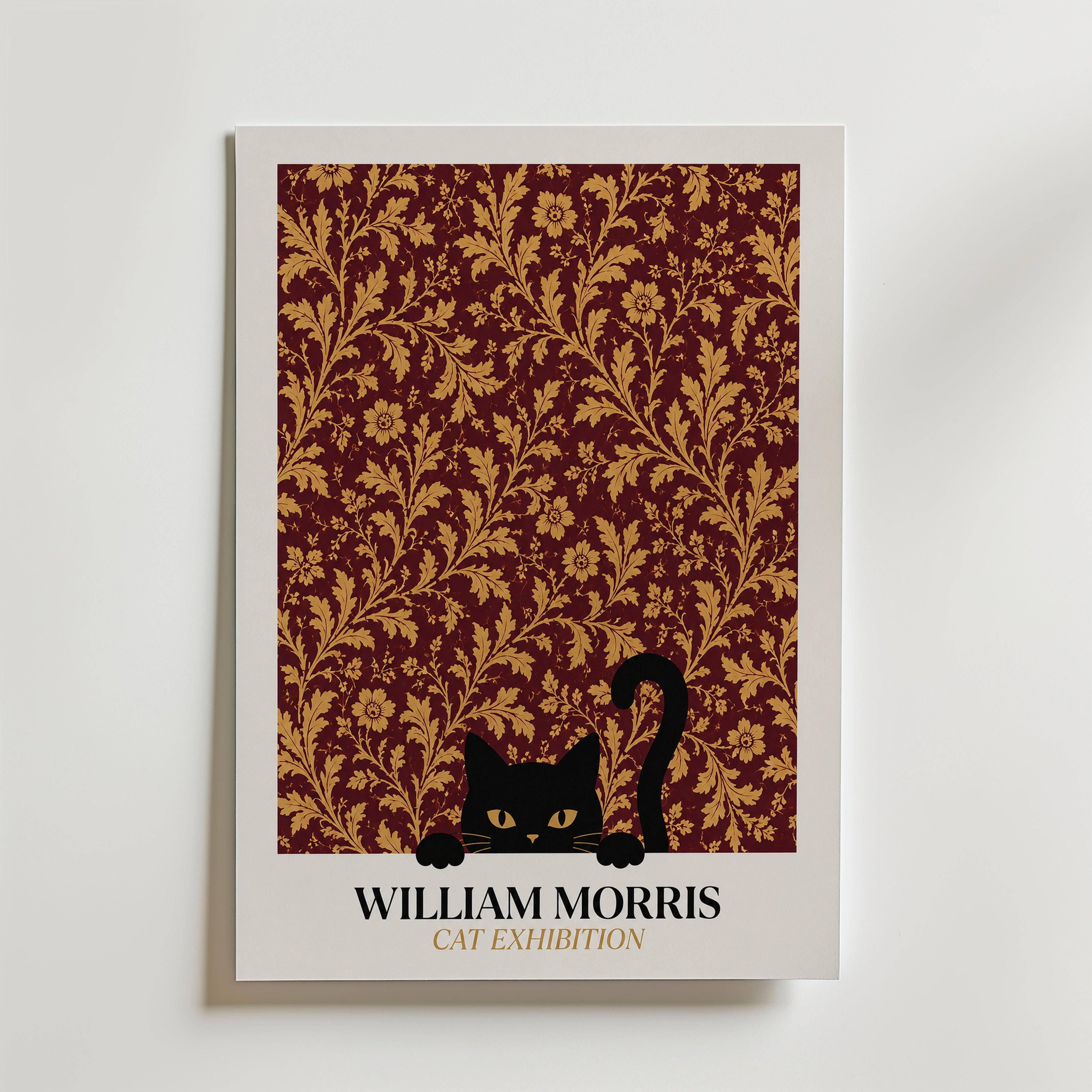 Cat in the Acanthus William Morris Poster - Premium Canvas 30x40 cm