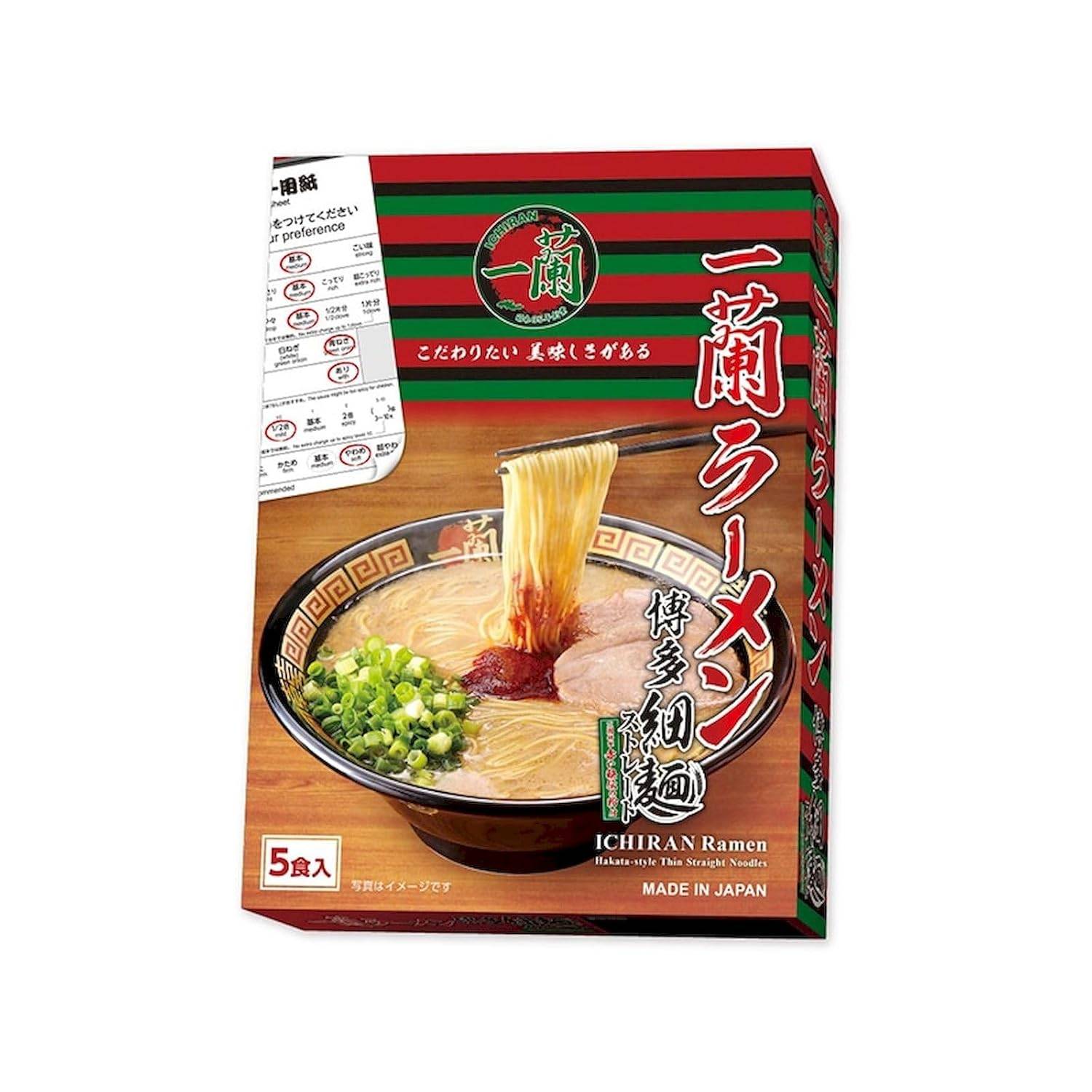 Ichiran Ramen Hakata Tunna Nudlar 5 portioner 1 förpackning Tonkotsu Hemlig Sås red