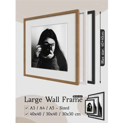 A4/A3/A5/40x40/30x40/30x30 cm stor fotoram för vägg/diamantmålning, matt svart/matt vit/khaki ek träådring, flerfärgad collage galleriram för nio-ruto - Multifärgad (Multi-size)