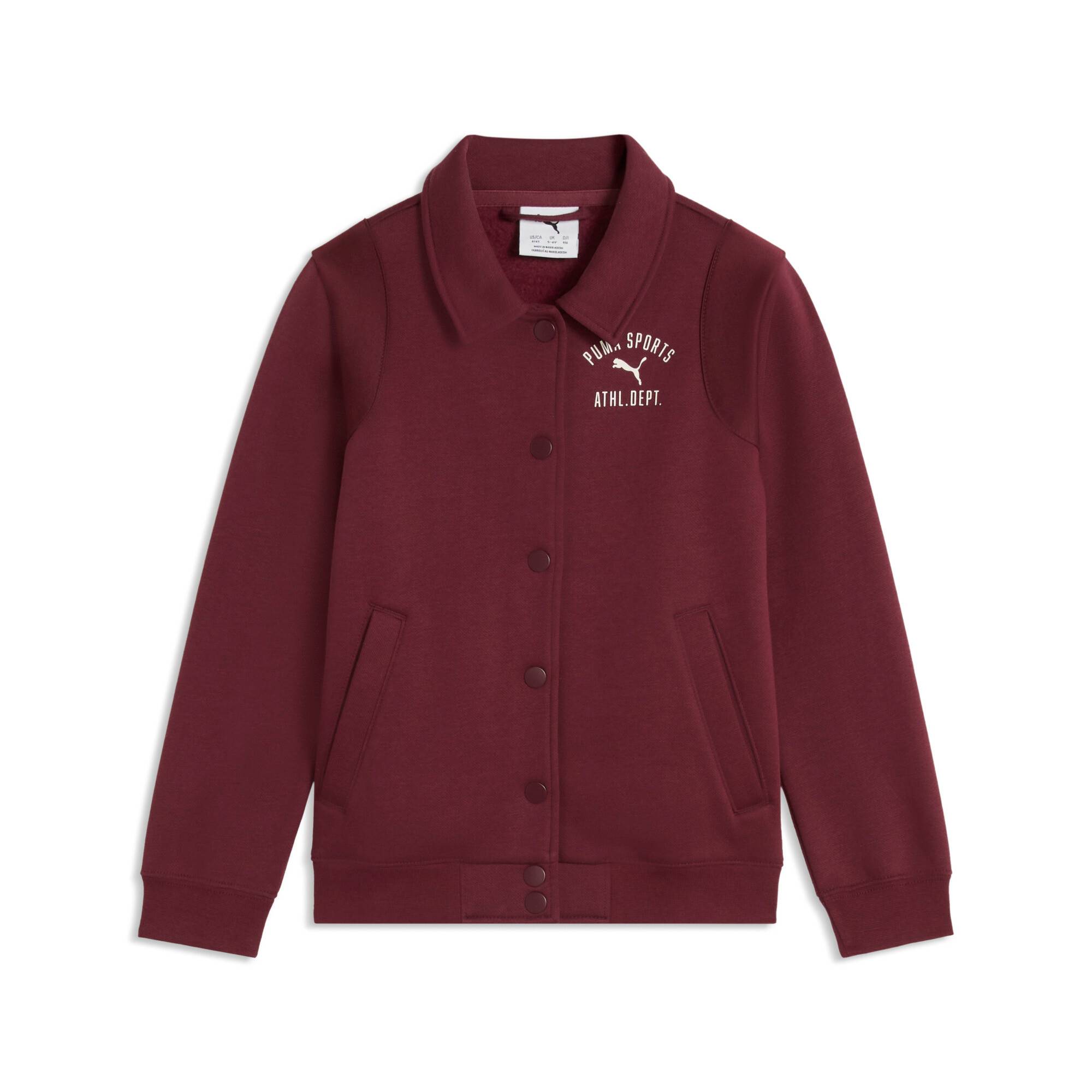 PUMA Varsity Bomber Jacket Kids, Clothing, Ruby Shimmer, 6-7Y