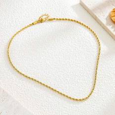 18k guldpläterad twist repkedja bredd rostfritt stål twist chain halsband för män kvinnor smycken gåva 45 55cm längd - Gult guld (45 cm,60 cm,5mm*70cm,3mm*55+5cm,3mm*45+5cm,60+5 cm,40+5 cm,50+5 cm,45+5 cm,50 cm)