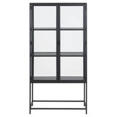 Act Nordic Seaford vitrineskab, m. 2 låger og 3 hylder - glas, sort melamin ask og sort metal