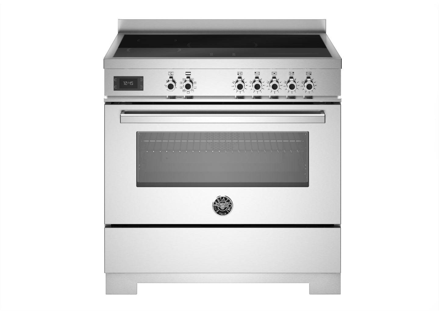 Bertazzoni, Professional-serien, Induktionskomfur, 90 cm, 5 zoner, 1 ovn. Rustfrit stål.