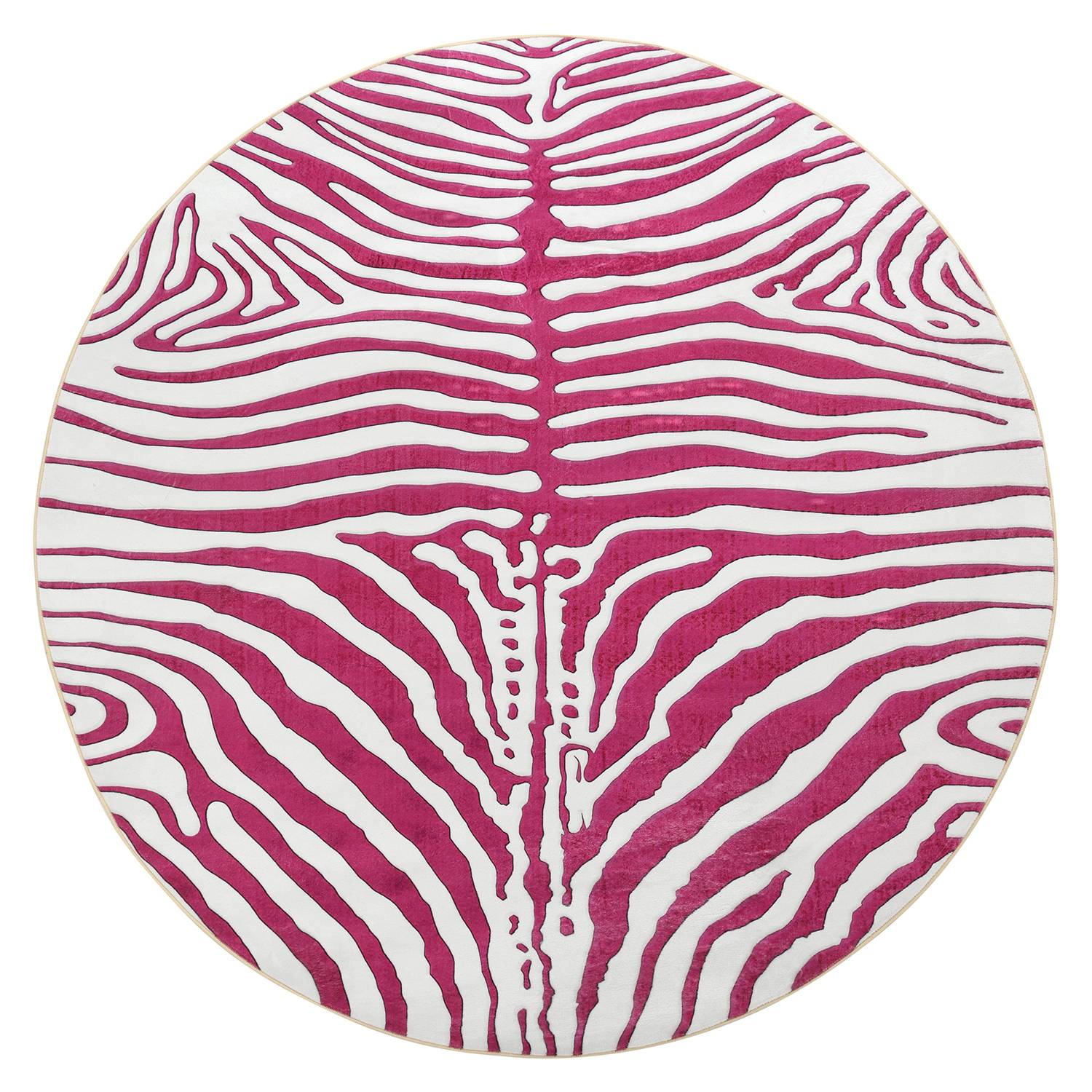 Rund matta - Zebra (rosa) (Storlek: Ø 200 cm)