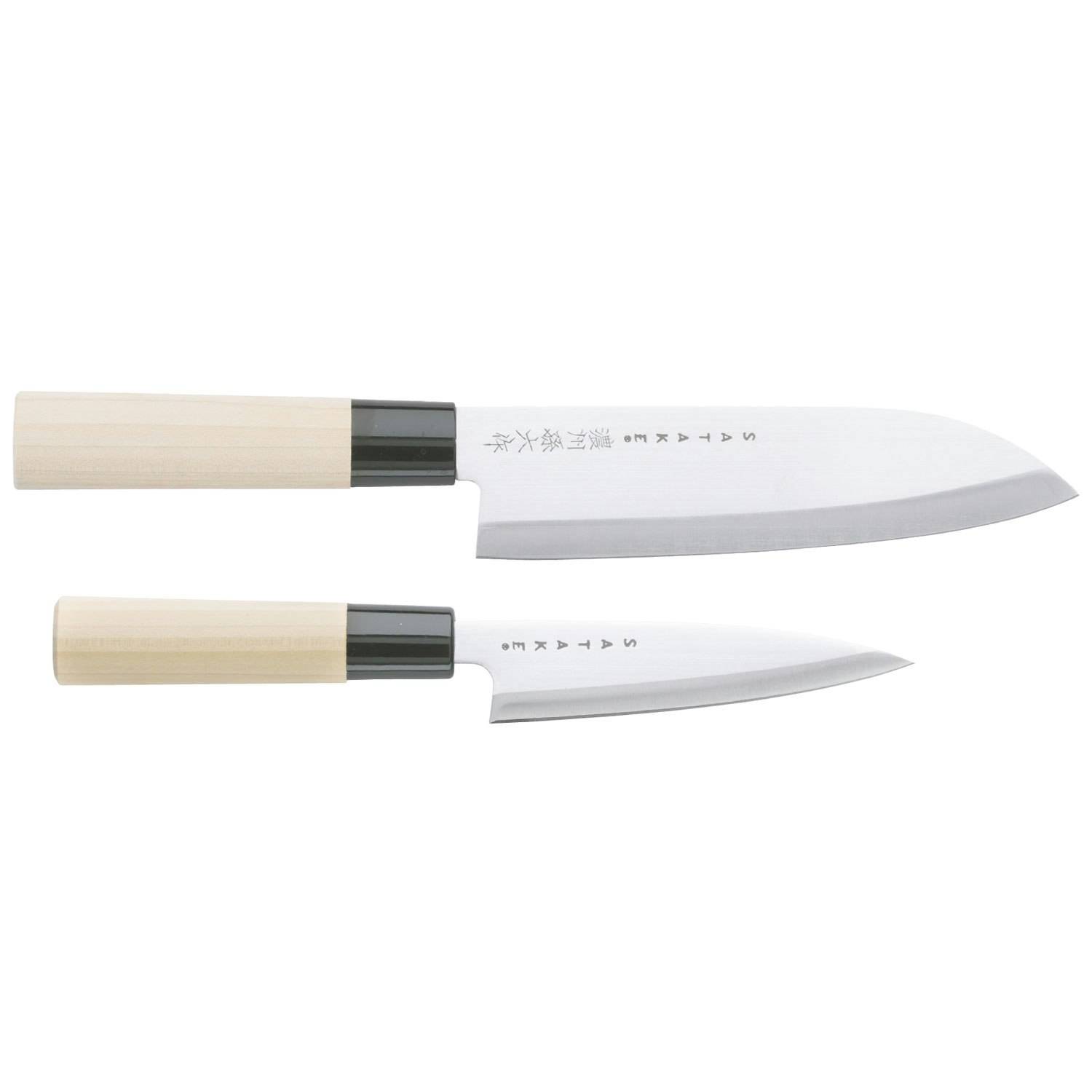 Satake - Houcho Knivset Santuko 17 Cm & Skalkniv 12 Cm - Rostfritt Stål