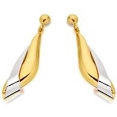 9ct Gold Two Colour Drop Earrings - total 30mm drop - EXCLUSIVE - G1856