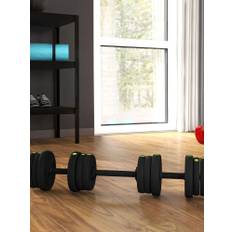 SPORTNOW dumbbell Kit 20kg 2 in 1 weight bar weight set anti-slip handle adjustable home strength