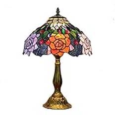 Tiffany Bordslampa Matsal Bar Skrivbordslampor Målat glas Rose Design Europeisk Retro Creative Glass Bedside Lamps