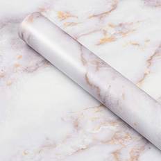 Livelynine 40CMX1000CM Marmorfolie Självhäftande guld Limfolie Marmor Guld Vit folie för möbler Toalettbord Trä Fönsterbräda Kök Väggfolie Bänkskiva Köksfolie Möbler Folie Marmor