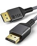 Maxonar 16K DisplayPort-kabel 3 m 2.1 DP 2.0 kabel 16K@60Hz, 10K@60Hz, 8K@120Hz, 4K@480Hz/240Hz 80Gbps HDR10 HDCP DSC 1.2a FreeSync G-Sync Display Port 2.1 för spelskärm